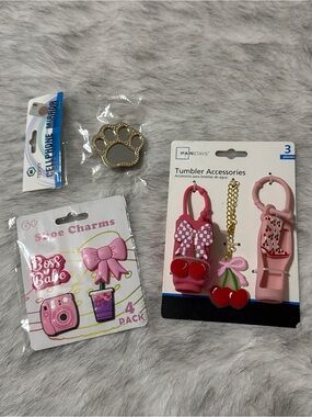 Mainstays Pink Cherry Tumbler Accessories - 3 Pack